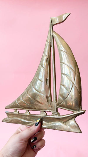 Vintage Brass Hanging Sailboat