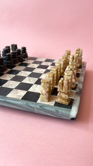 Vintage Aztec Mini Marble Chess Set