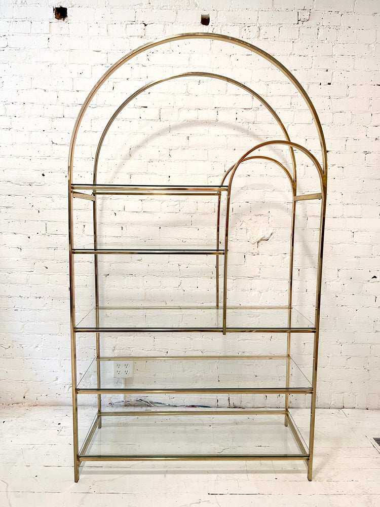 Vintage Hollywood Regency Style Arched Shelving Unit