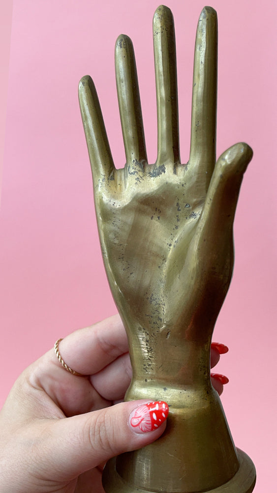 Vintage Brass Hand Ring Holder