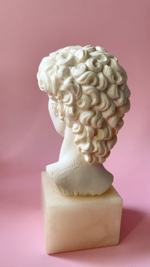 Vintage A. Giannelli Alabaster David Bust on Marble Base