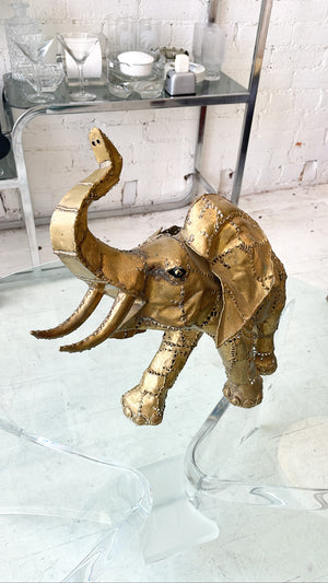 Vintage Luciano Bustamante Brass Elephant Sculpture