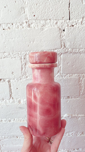 Vintage Alabaster Pink Marble Jar with Lid